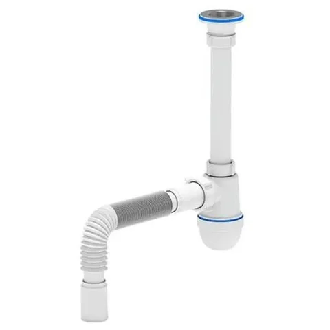 Сифон АНИ пласт д/умыв-ка бутылочный 1 1/4"x40 с гофрой 40х40 вып с нерж решёткой D-65мм C1005
