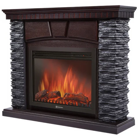 Портал Firelight Porto 25 камень черный, шпон венге