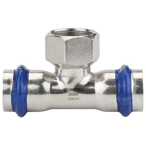 Тройник VARMEGA раструбный Inox Press ВР 22x1/2"x22