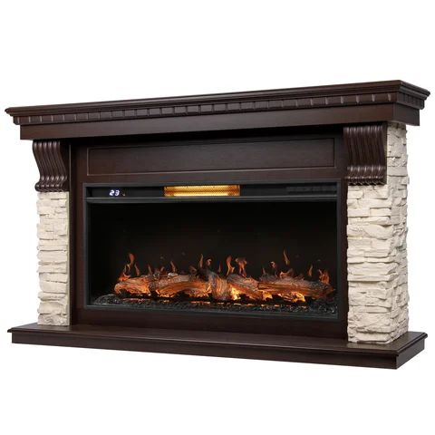 Каминокомплект: Очаг Royal Thermo Aurora RTFP/P-AR40LS, портал Michigan 40 камень мол., шпон т.дуб