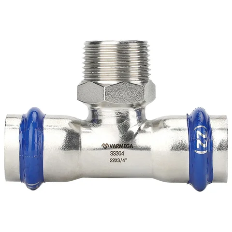 Тройник VARMEGA раструбный Inox Press НР 18x1/2"x18