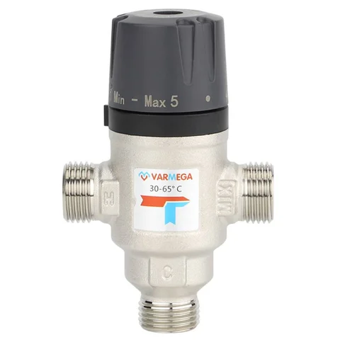 Клапан термосмесительный VARMEGA НР 1", 30-65гр.С, Kvs 2.5, боковое смешение, VM17403