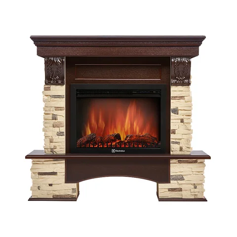 Портал Firelight Pietra 25S камень сланец натуральный, шпон темный дуб